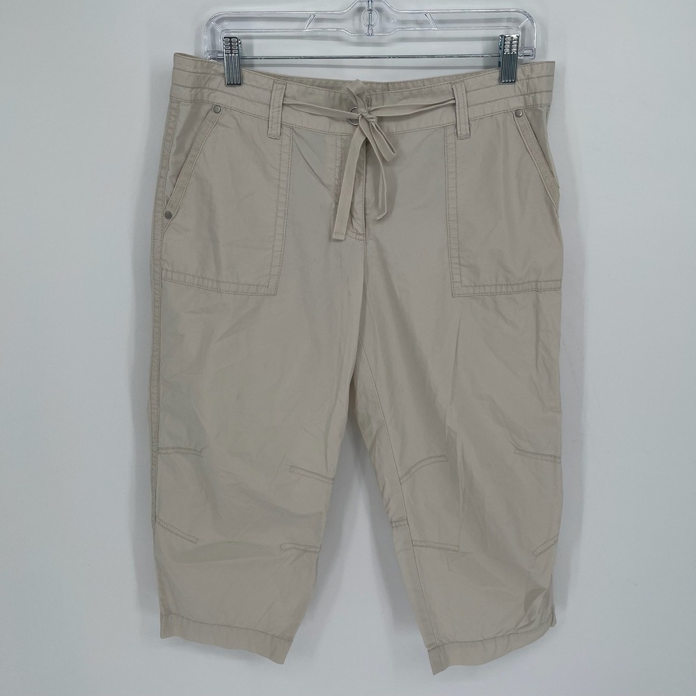 Ann Taylor Women's Beige Lindsay Utility Crop Capri Pants‎ Size 8
